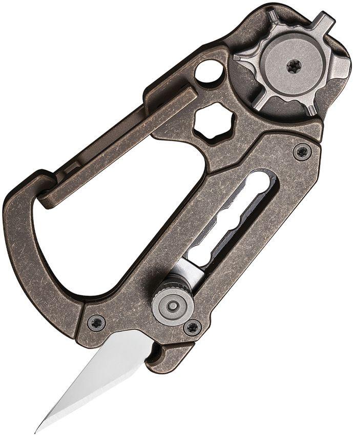 Civivi Polymorph Carabiner Multitool Bronze Stonewash Titanium Replaceable 9Cr18MoV - Knives.mx