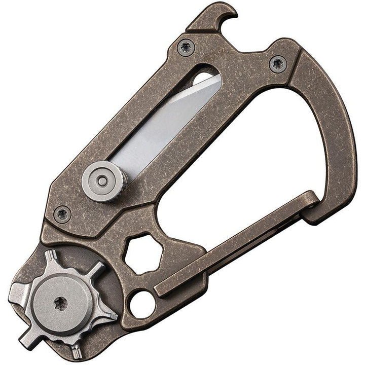 Civivi Polymorph Carabiner Multitool Bronze Stonewash Titanium Replaceable 9Cr18MoV - Knives.mx