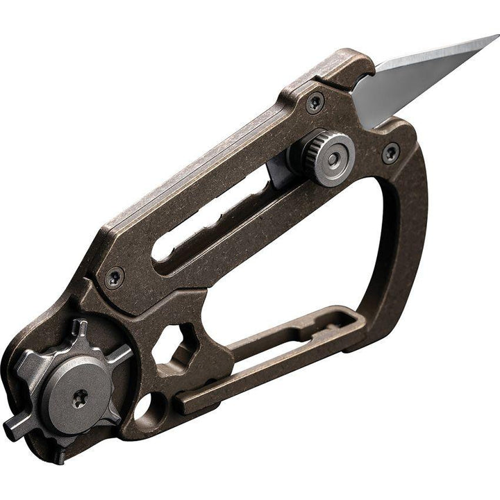 Civivi Polymorph Carabiner Multitool Bronze Stonewash Titanium Replaceable 9Cr18MoV - Knives.mx