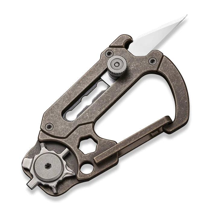 Civivi Polymorph Carabiner Multitool Bronze Stonewash Titanium Replaceable 9Cr18MoV - Knives.mx