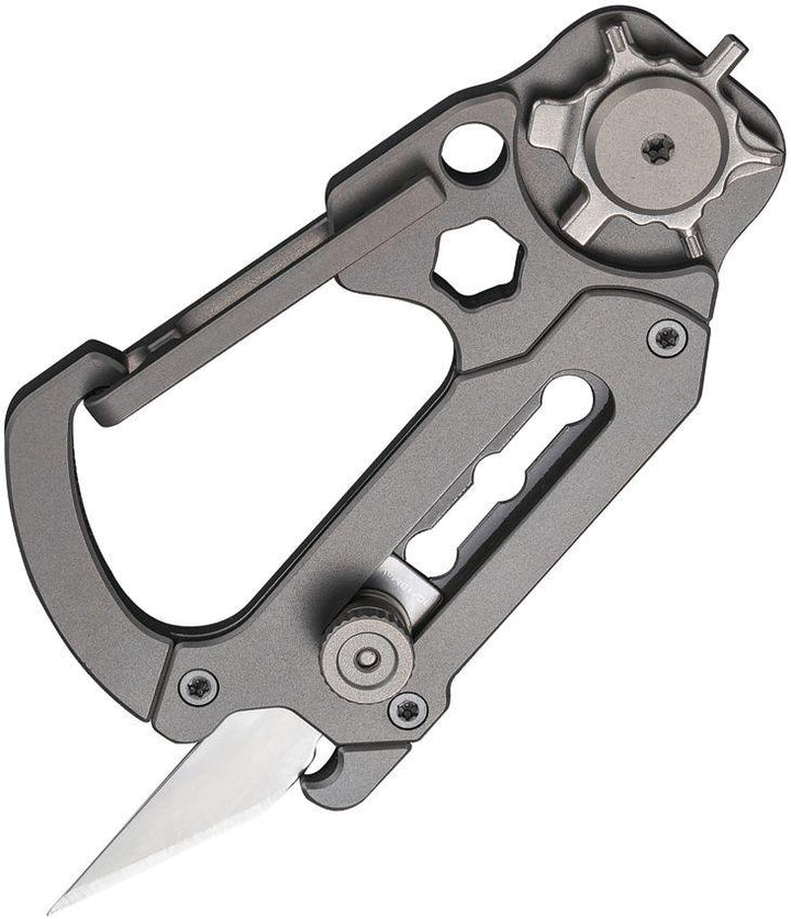 Civivi Polymorph Carabiner Multitool Gray Stonewash Titanium Replaceable 9Cr18MoV - Knives.mx