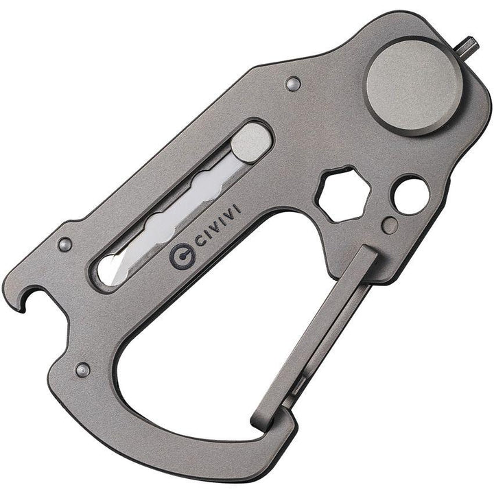 Civivi Polymorph Carabiner Multitool Gray Stonewash Titanium Replaceable 9Cr18MoV - Knives.mx