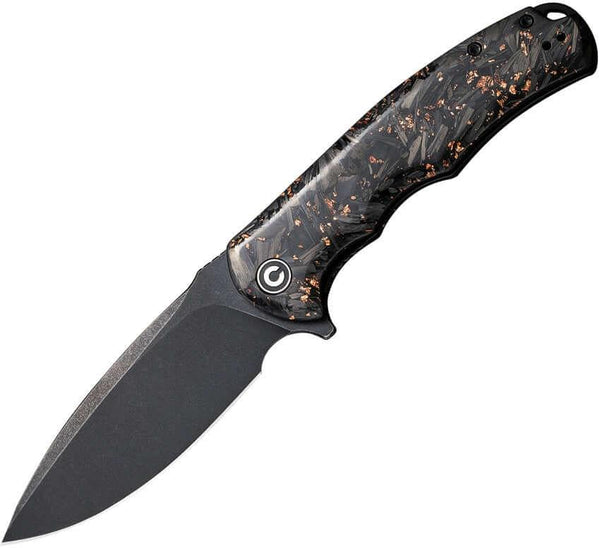 Civivi Praxis Shredded Carbon Fiber And Copper Shred In Clear Resin Black Stonewashed 9Cr18MoV - Knives.mx