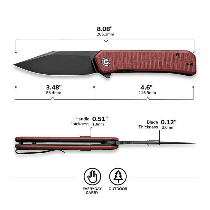Civivi Relic Linerlock Burgundy G10 Black Stonewashed Nitro-V - Knives.mx