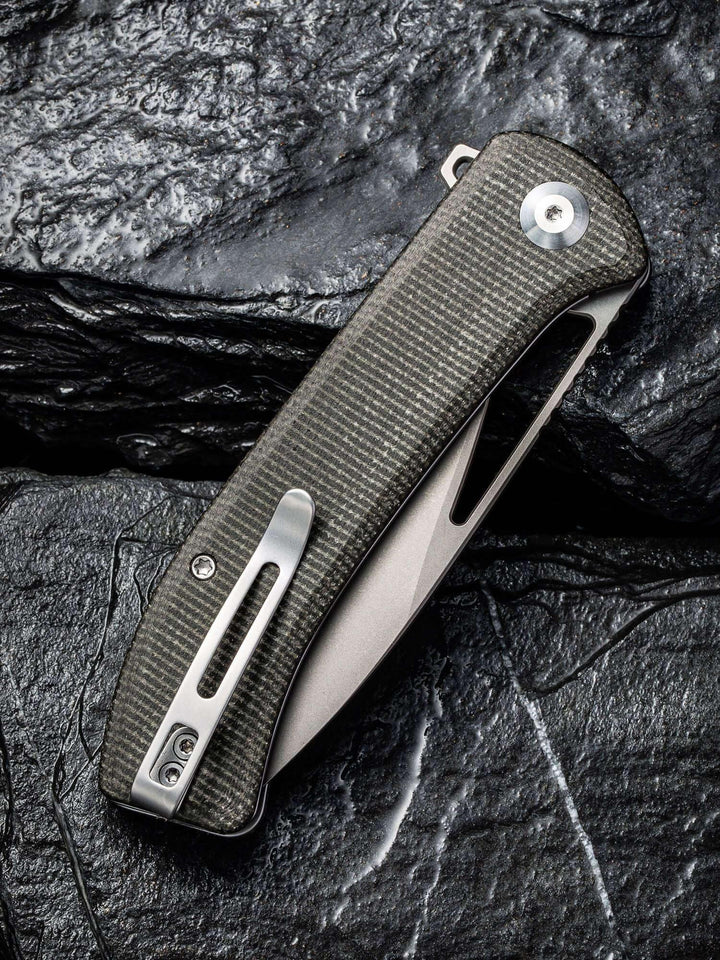 Civivi Riffle Linerlock Dark Green Micarta Gray Stonewashed 14C28N - Knives.mx