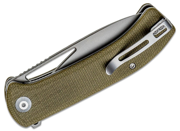 Civivi Riffle Linerlock Olive Micarta Gray Stonewashed 14C28N - Knives.mx