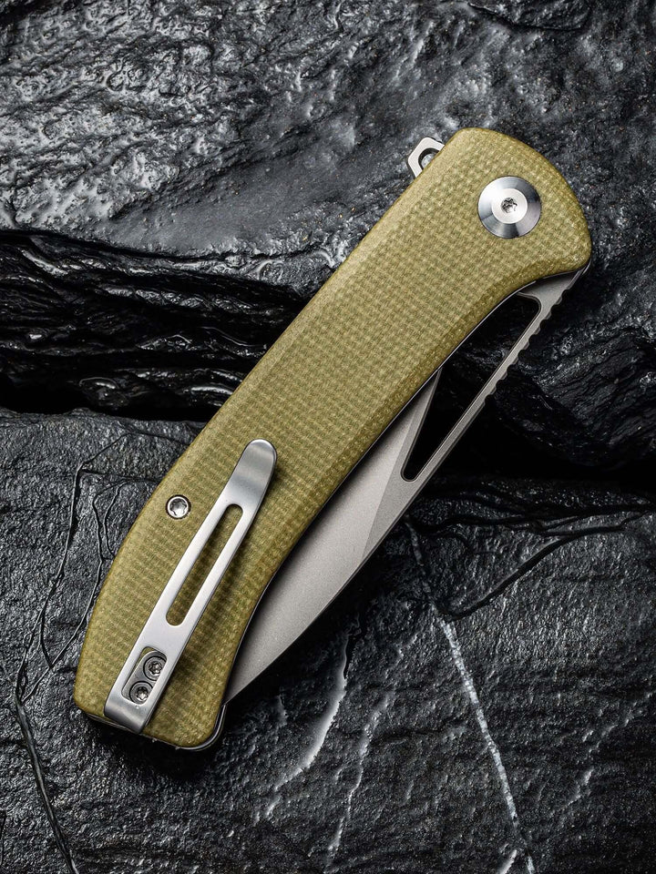 Civivi Riffle Linerlock Olive Micarta Gray Stonewashed 14C28N - Knives.mx