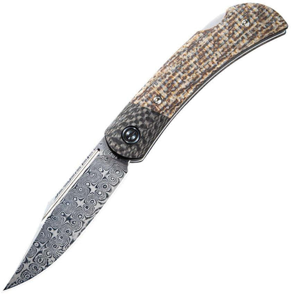 Civivi Rustic Gent Lock Back Brown Matrix Micarta With CF Bolster Damasus - Knives.mx