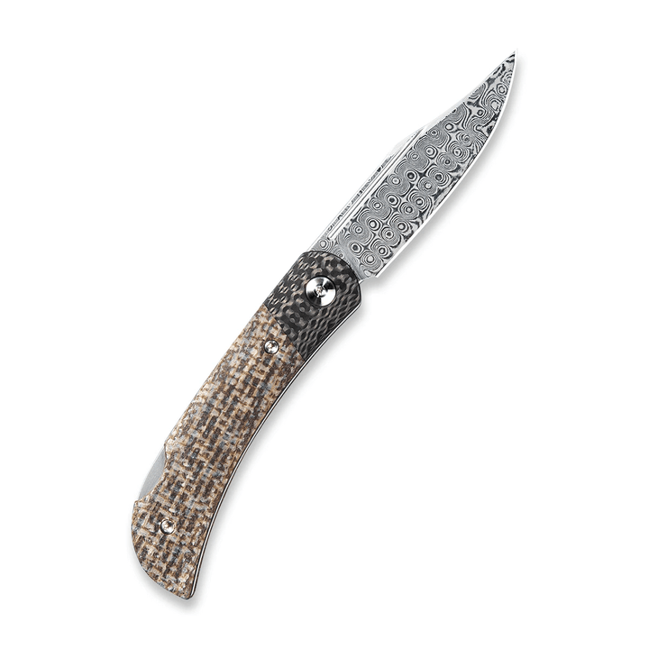 Civivi Rustic Gent Lock Back Brown Matrix Micarta With CF Bolster Damasus - Knives.mx