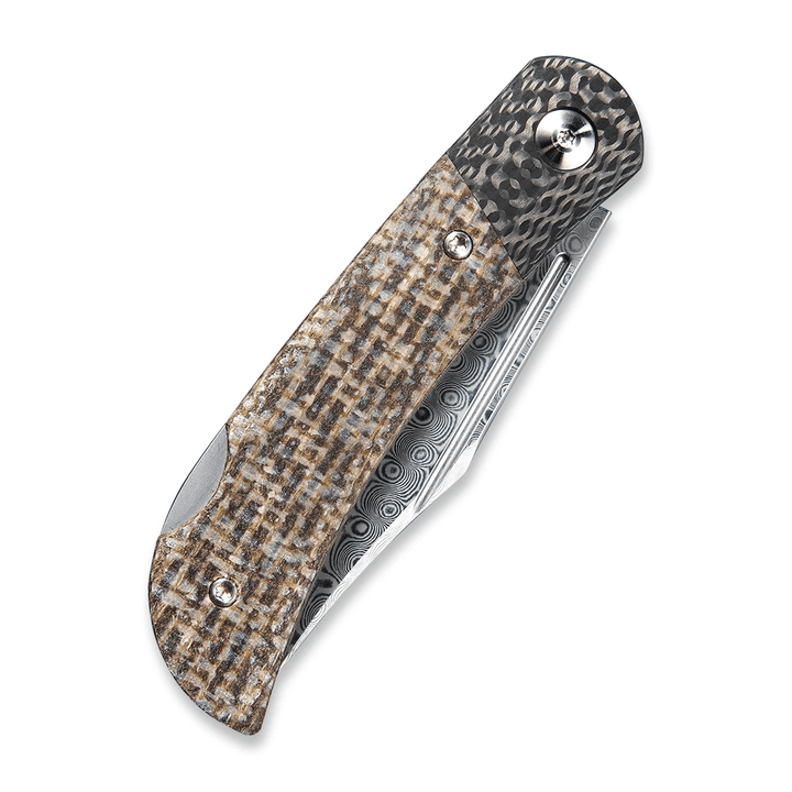 Civivi Rustic Gent Lock Back Brown Matrix Micarta With CF Bolster Damasus - Knives.mx