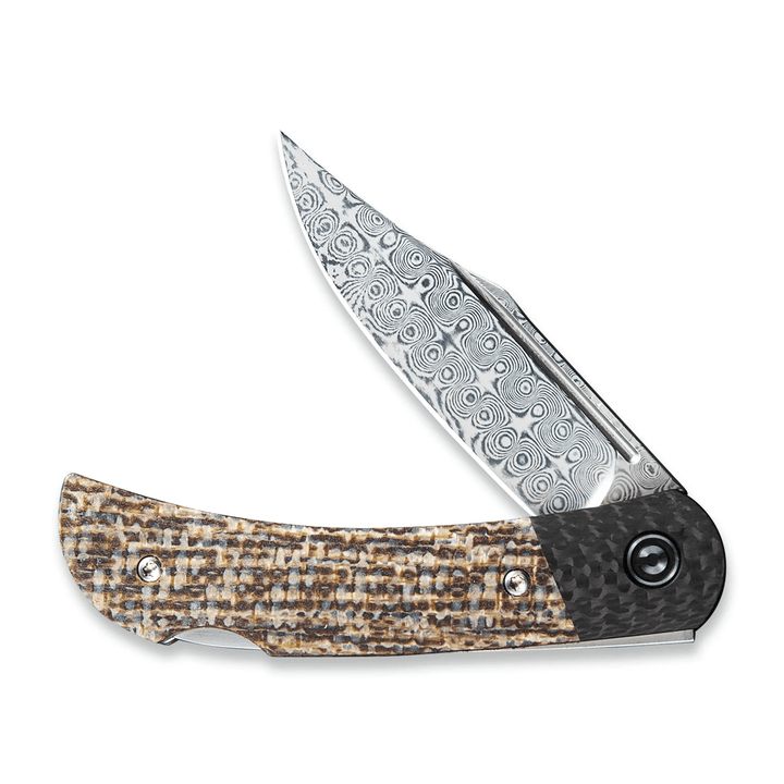 Civivi Rustic Gent Lock Back Brown Matrix Micarta With CF Bolster Damasus - Knives.mx