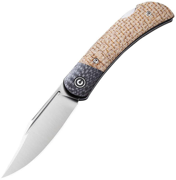 Civivi Rustic Gent Lockback Tan Micarta Handle With CF Bolster D2 - Knives.mx