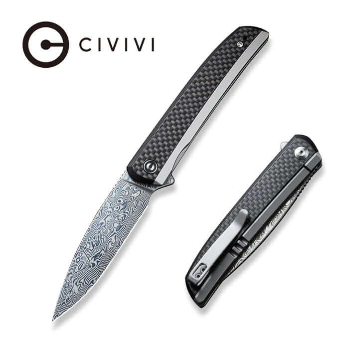 Civivi Savant Framelock Stainless Steel With G10/CF Inlay Damascus - Knives.mx