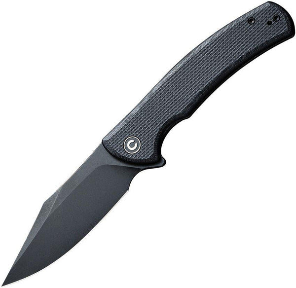 Civivi Sinisys Flipper Knife Black Coarse G10 With Steel Lock Side Stonewashed 14C28N - Knives.mx