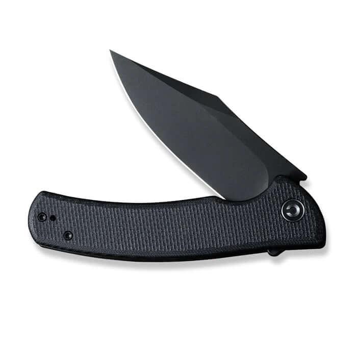 Civivi Sinisys Flipper Knife Black Coarse G10 With Steel Lock Side Stonewashed 14C28N - Knives.mx