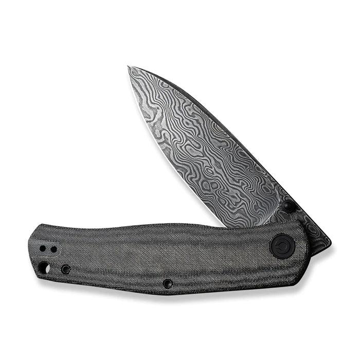 Civivi Sokoke Linerlock Black Linen Micarta Drop Point Damascus - Knives.mx