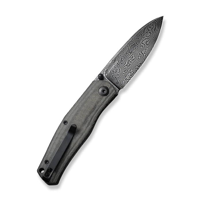 Civivi Sokoke Linerlock Black Linen Micarta Drop Point Damascus - Knives.mx