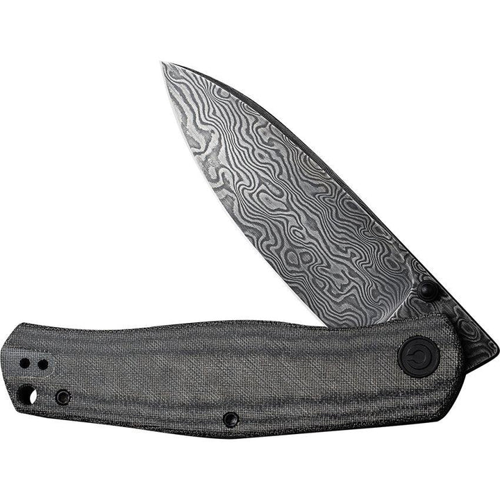 Civivi Sokoke Linerlock Black Linen Micarta Drop Point Damascus - Knives.mx