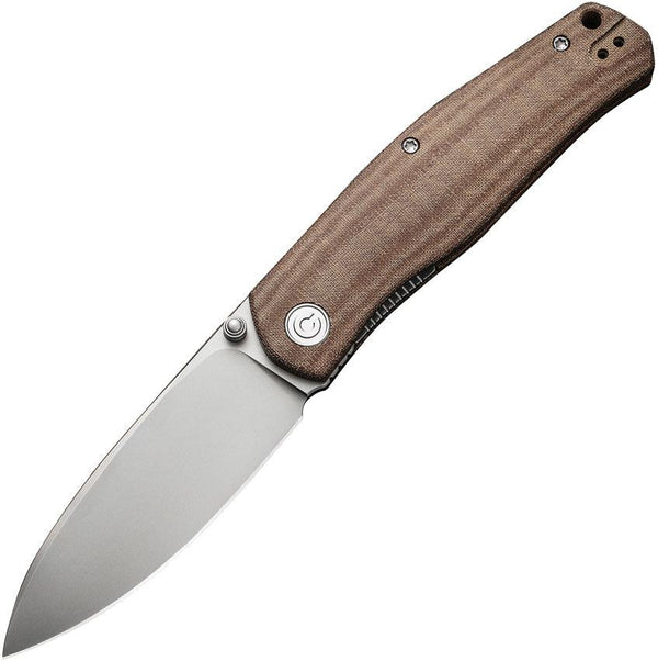 Civivi Sokoke Linerlock Brown Linen Micarta Silver Bead Blasted 14C28N - Knives.mx