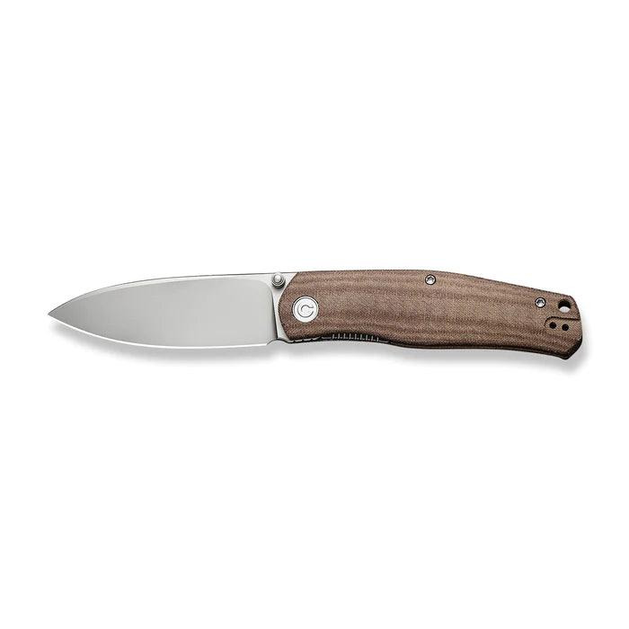 Civivi Sokoke Linerlock Brown Linen Micarta Silver Bead Blasted 14C28N - Knives.mx