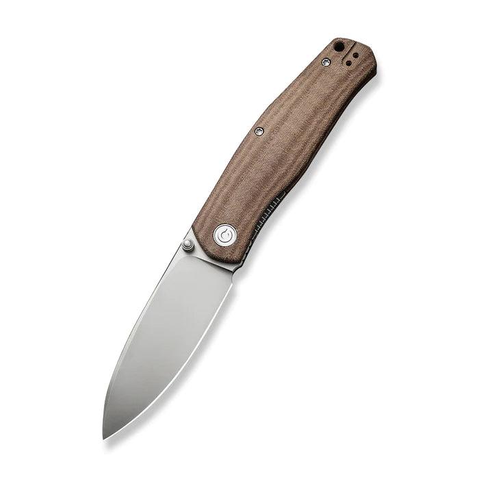 Civivi Sokoke Linerlock Brown Linen Micarta Silver Bead Blasted 14C28N - Knives.mx