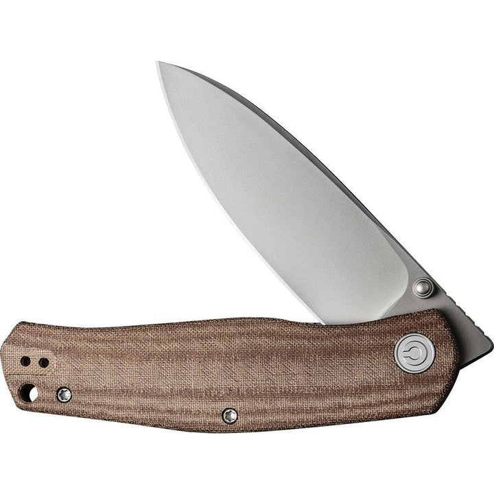 Civivi Sokoke Linerlock Brown Linen Micarta Silver Bead Blasted 14C28N - Knives.mx