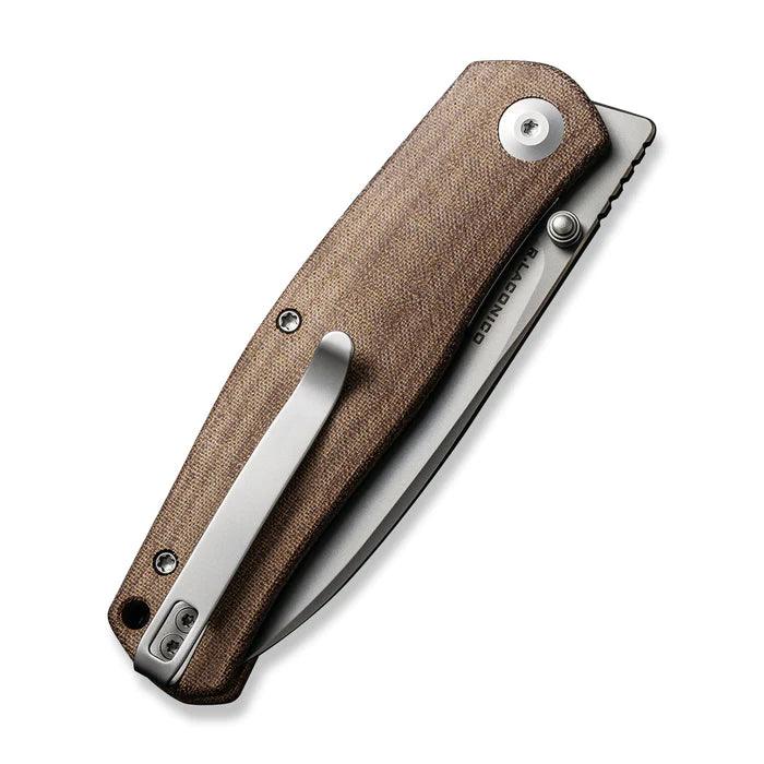 Civivi Sokoke Linerlock Brown Linen Micarta Silver Bead Blasted 14C28N - Knives.mx