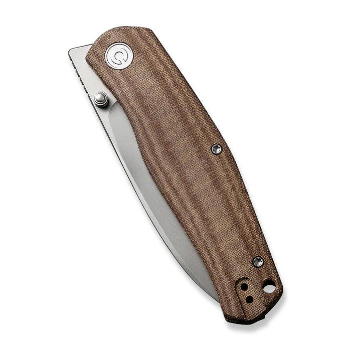 Civivi Sokoke Linerlock Brown Linen Micarta Silver Bead Blasted 14C28N - Knives.mx