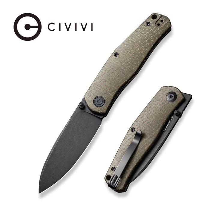 Civivi Sokoke Linerlock Green Burlap Micarta Black Stonewashed 14C28N - Knives.mx