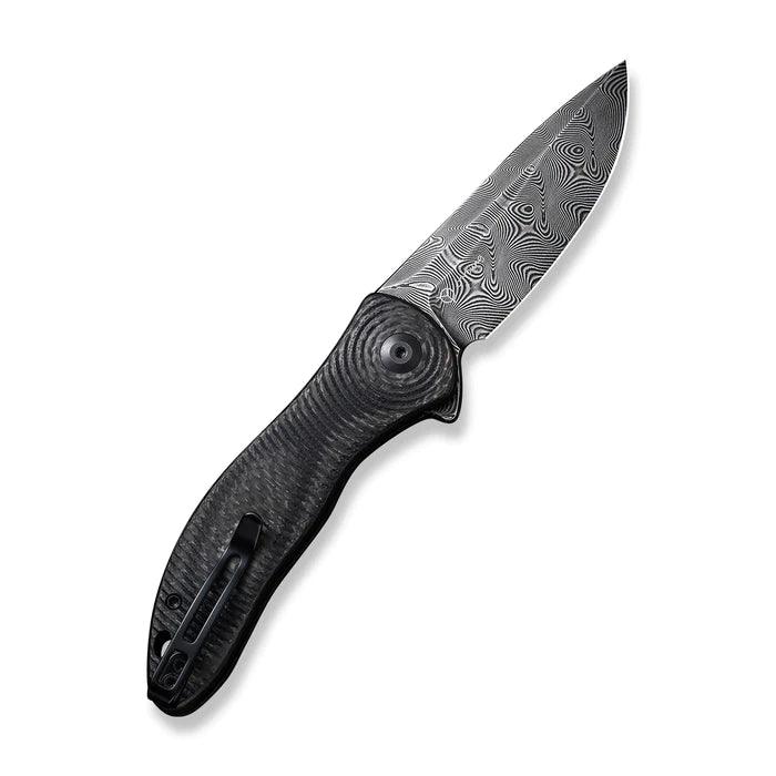 Civivi Synergy3 Linerlock Black Layered G10 w Twill CF Drop Point Damascus - Knives.mx