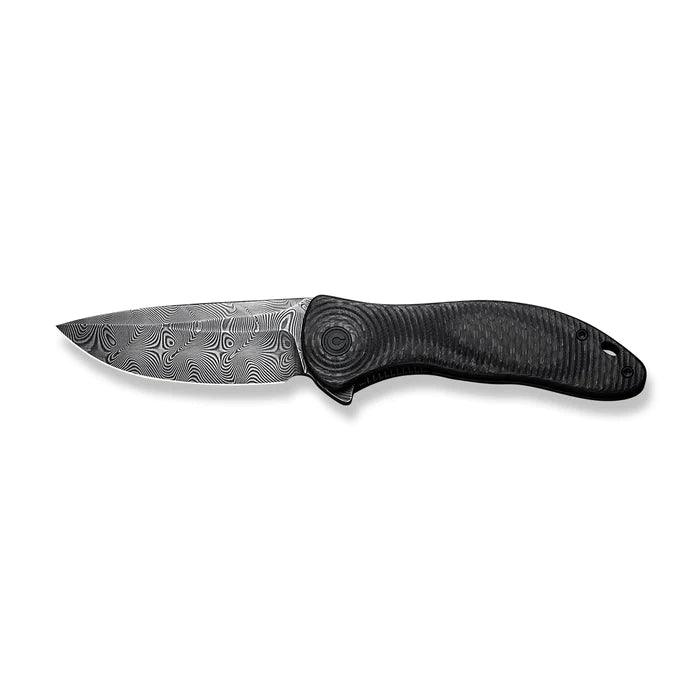 Civivi Synergy3 Linerlock Black Layered G10 w Twill CF Drop Point Damascus - Knives.mx