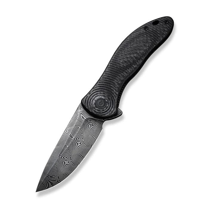 Civivi Synergy3 Linerlock Black Layered G10 w Twill CF Drop Point Damascus - Knives.mx