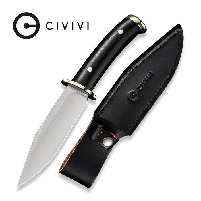 Civivi Teton Tickler Black Polished G10 Nickel-Silver Guard Pommel Satin D2 - Knives.mx