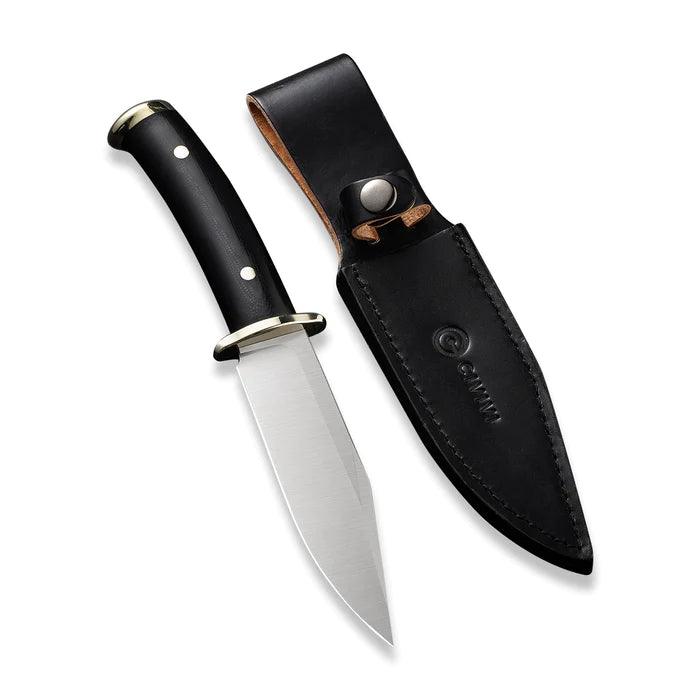 Civivi Teton Tickler Black Polished G10 Nickel-Silver Guard Pommel Satin D2 - Knives.mx