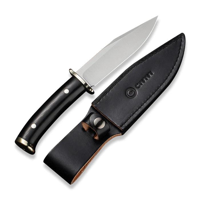 Civivi Teton Tickler Black Polished G10 Nickel-Silver Guard Pommel Satin D2 - Knives.mx