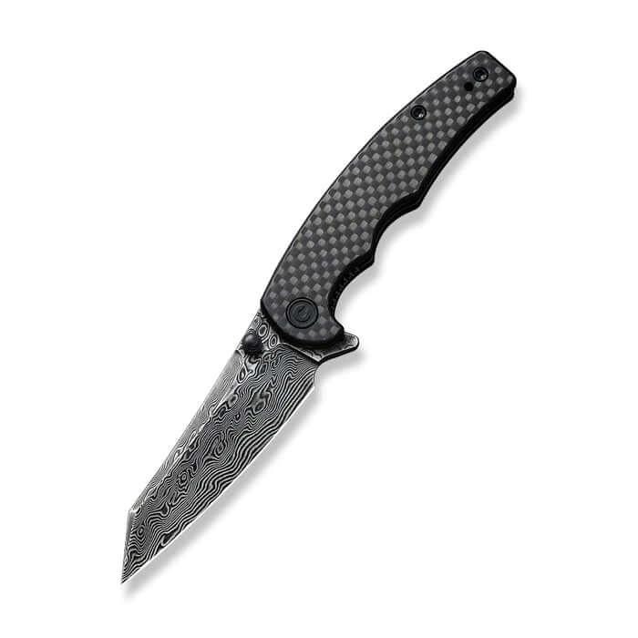 Civivi Twill Carbon Fiber Overlay On Black G10 Reverse Tanto Damascus - Knives.mx