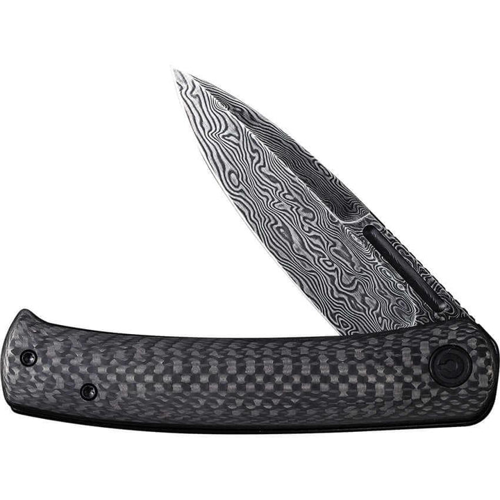 Civivi Twill Carbon Fiber With Black Steel Lock Side Hand Rubbed Damascus - Knives.mx