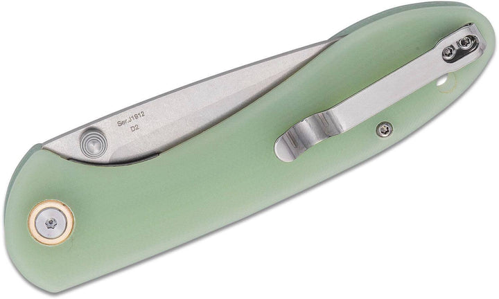 CJRB Feldspar Natural Green G10 CNC D2 - Knives.mx