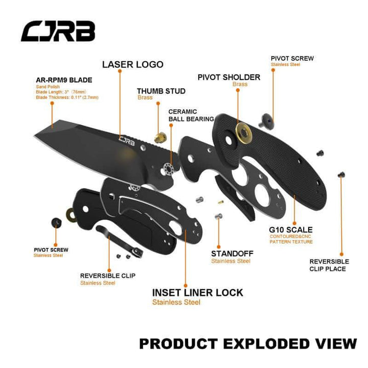 CJRB Maileah Linerlock Blackout G10 Wharncliffe PVD AR-RPM9 - Knives.mx