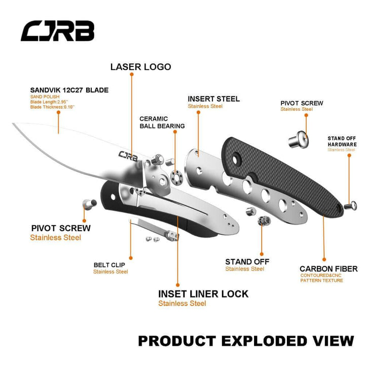 CJRB Ria Linerlock Carbon Fiber 12C27 - Knives.mx