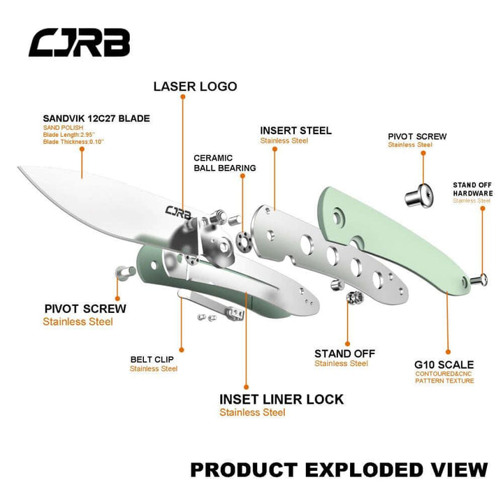 CJRB Ria Linerlock Jade G10 12C27 - Knives.mx