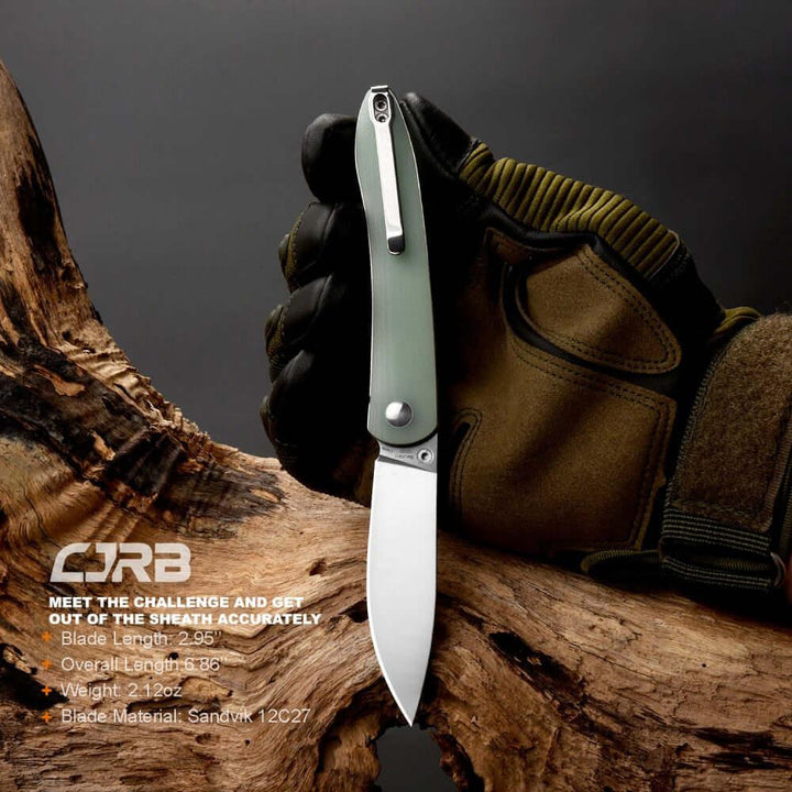 CJRB Ria Linerlock Jade G10 12C27 - Knives.mx