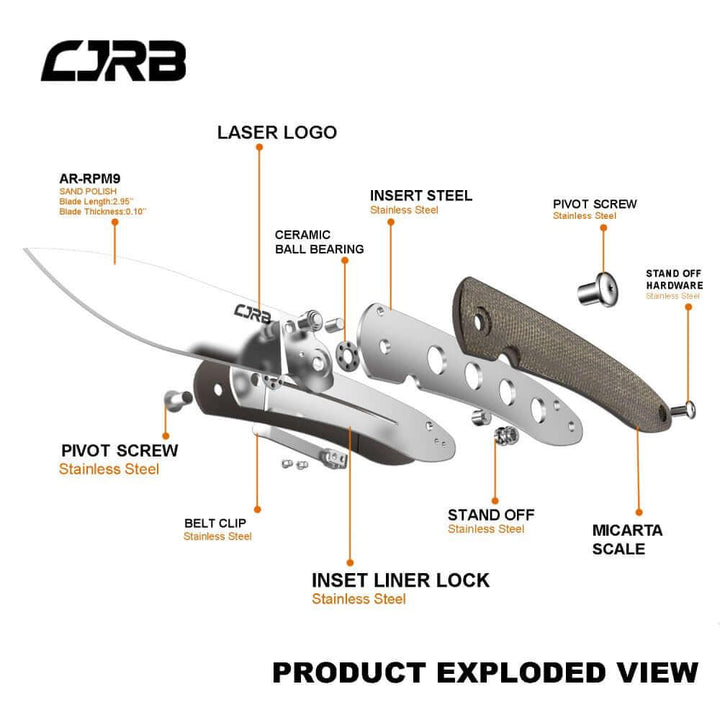 CJRB Ria Linerlock OD Green Micarta AR-RPM9 - Knives.mx