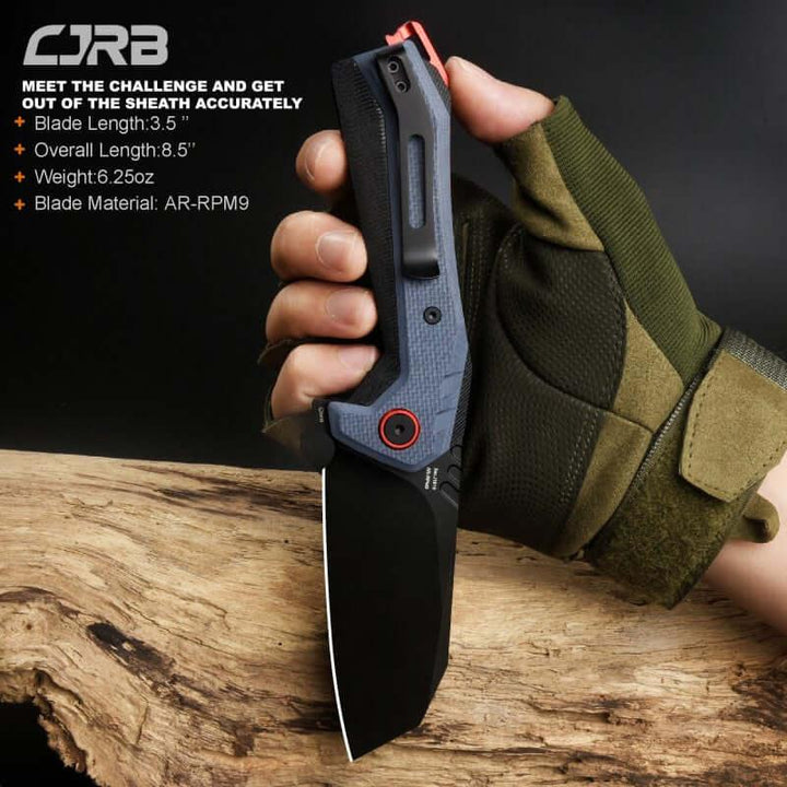 CJRB Tigris Linerlock Black & Blue G10 PVD Cleaver AR-RPM9 - Knives.mx