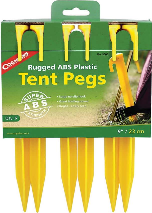 Coghlan's Estacas de plastico ABS para tienda 9" 6 pack - Knives.mx