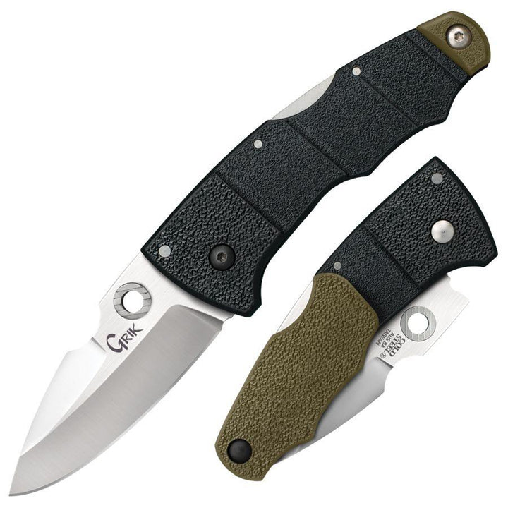 Cold Steel Grik Lockback Black & OD Green GRN Drop Point Satin AUS-8 - Knives.mx