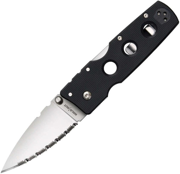 Cold Steel Hold Out 3" Black G10 Serrated Satin S35VN - Knives.mx