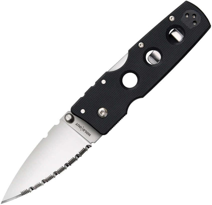 Cold Steel Hold Out 3" Black G10 Serrated Satin S35VN - Knives.mx