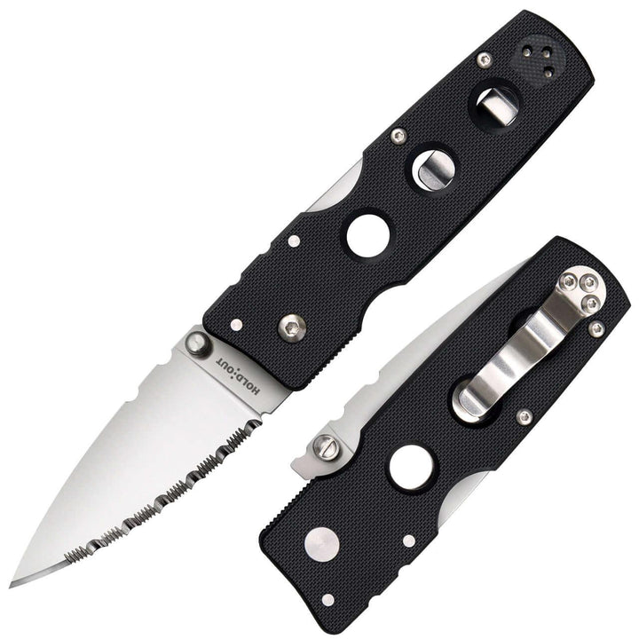 Cold Steel Hold Out 3" Black G10 Serrated Satin S35VN - Knives.mx