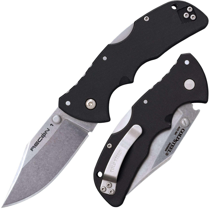 Cold Steel Mini Recon 1 Lockback Black GRN Stonewash Clip AUS-10A - Knives.mx